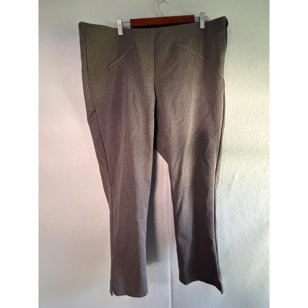 Anne Klein Pants Womens 20W‎ Gray Herringbone Tweed Slim Dress Stretch Pockets